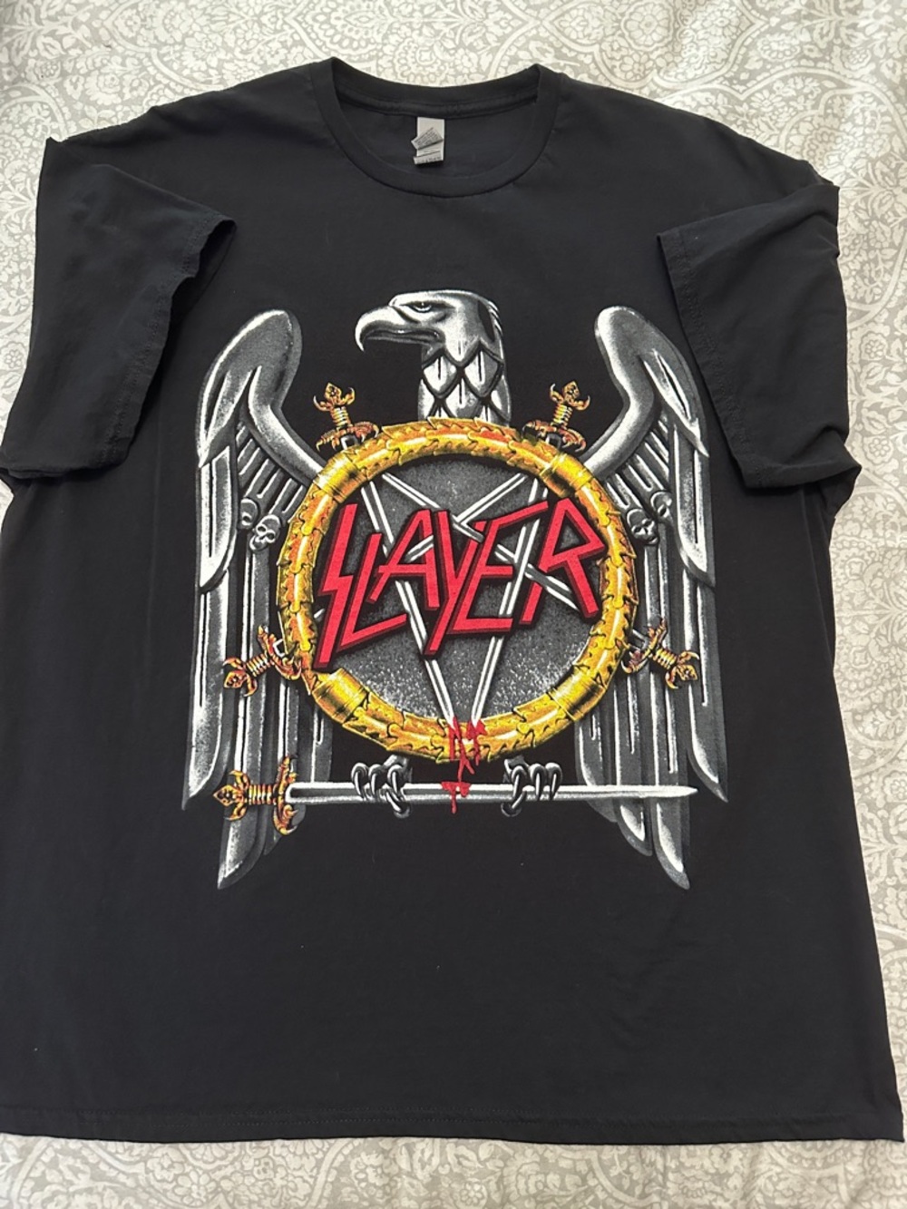 Gildan Black Slayer Eagle Graphic Short Sleeve Tee